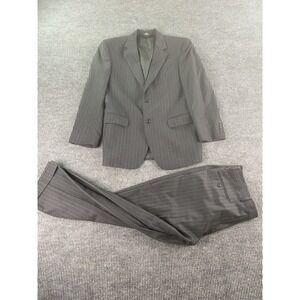 Jos. A Bank Suit 41 R Gray Wool Striped Premium Collection Jacket Pants 35x31